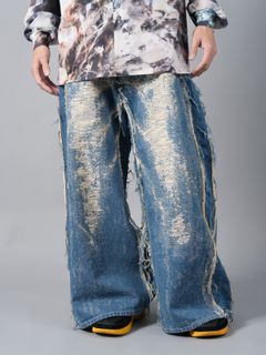 【ラスト1点】 WIDE DENIM PANTS / ワイドデニムパンツ (インディゴブリーチ)