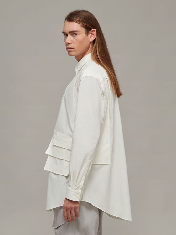 【ラスト1点】【定番アイテム】 Y-3 U SHIRT  / ワイスリー  ユニセックス シャツ ［ストレッチ入り］  (オフホワイト)