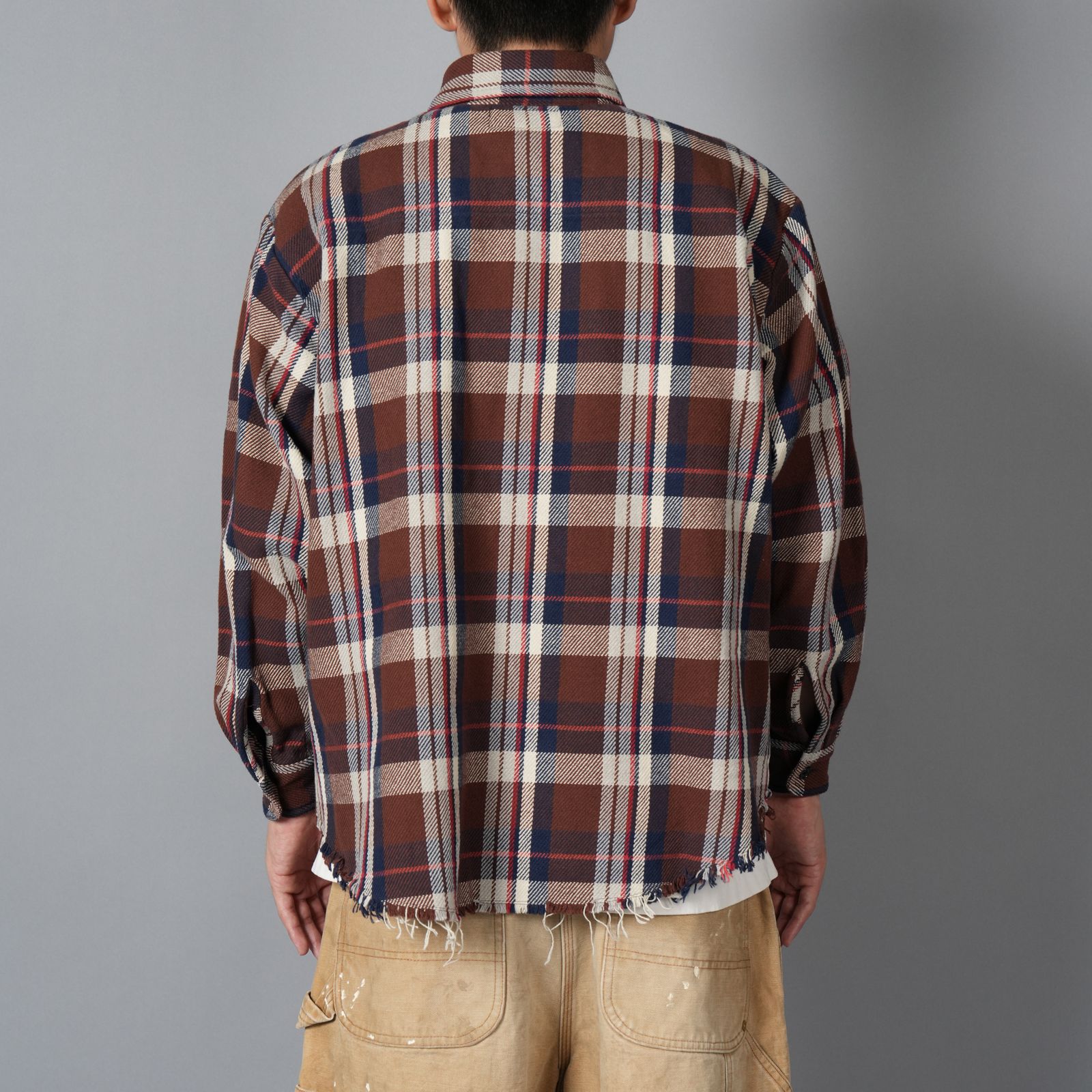 DAMAGED FLANNEL SHIRTS / ネルシャツ (ブラウン)