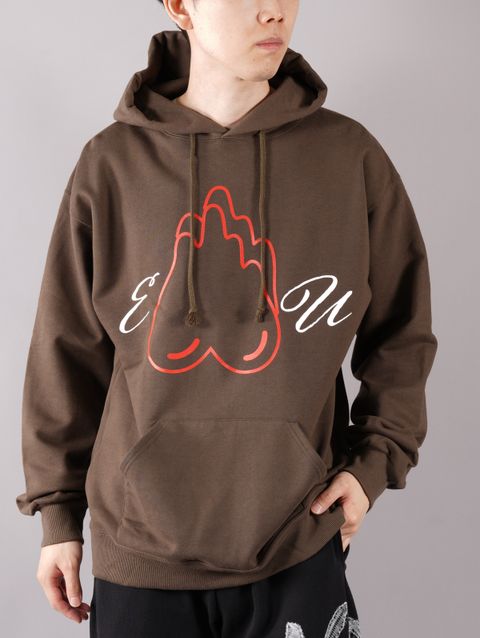 EU UPSIDE DOWN SWEAT HOODIE / アップサイドダウン スウェット フーディー (ブラウン)