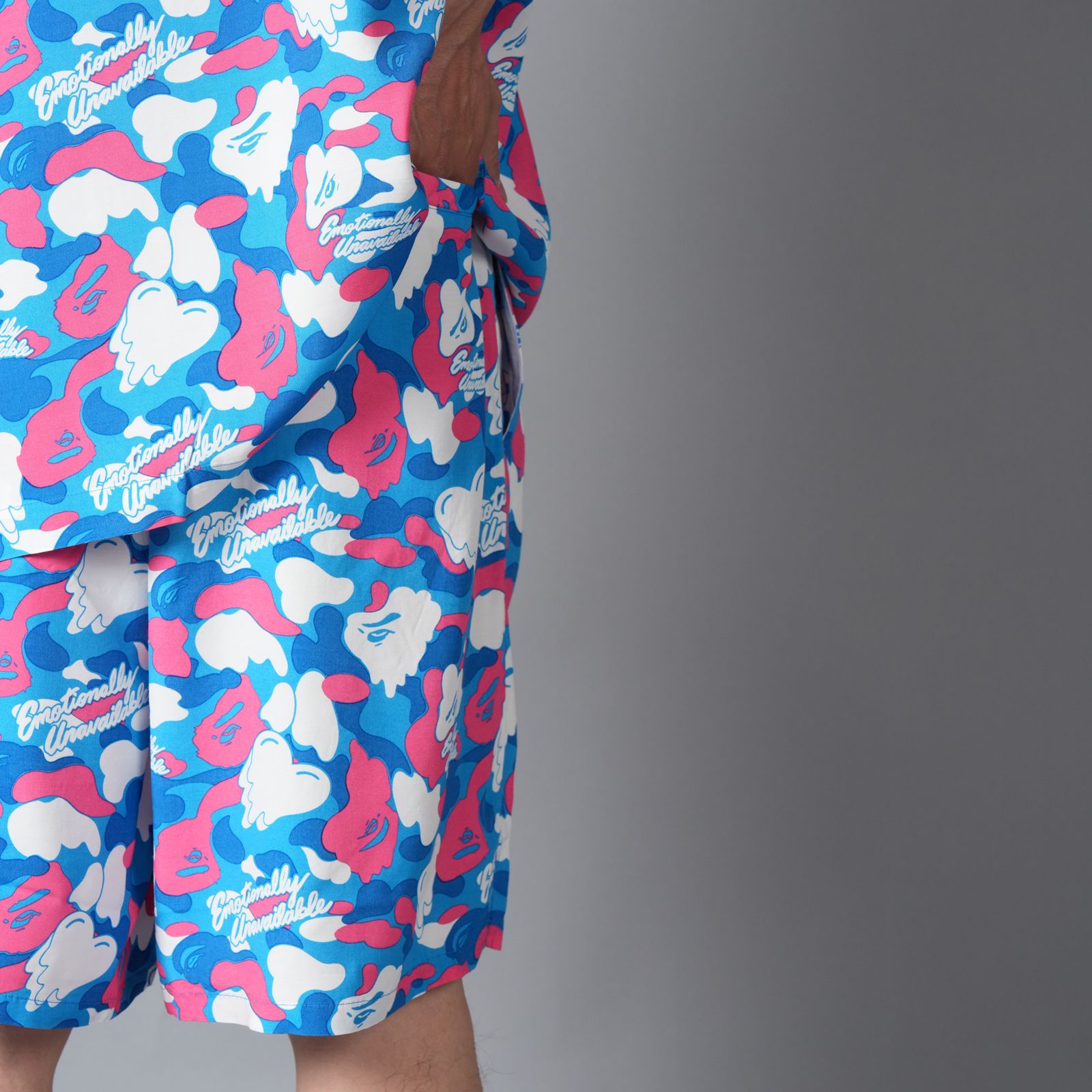 【コラボ】EU-MK8-0000-C06 / EU APE ALOHA SHORTS / BLUE / ショーツ (ブルー)