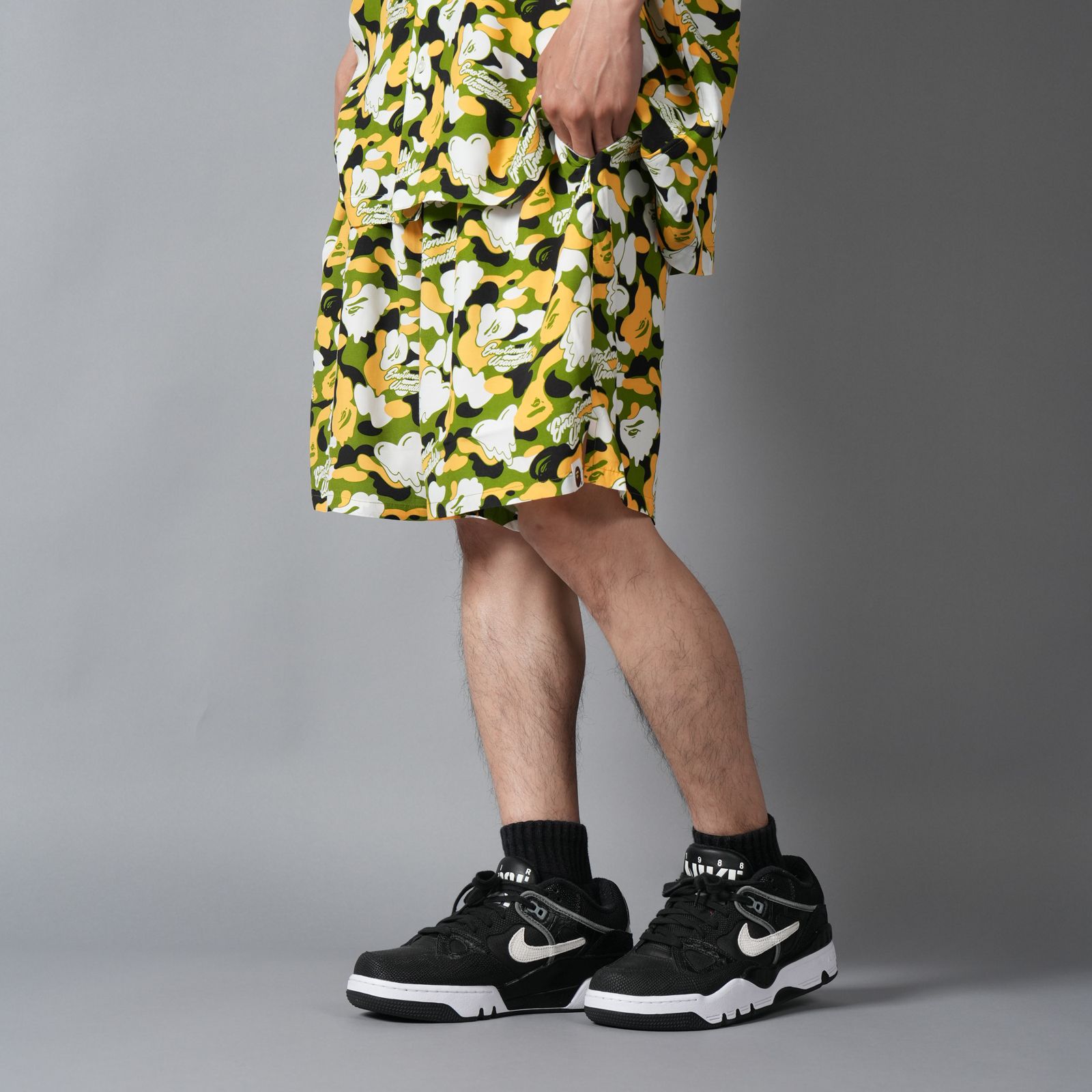 【コラボ】EU-MK8-0000-C05 / EU APE ALOHA SHORTS / GREEN / ショーツ (グリーン)
