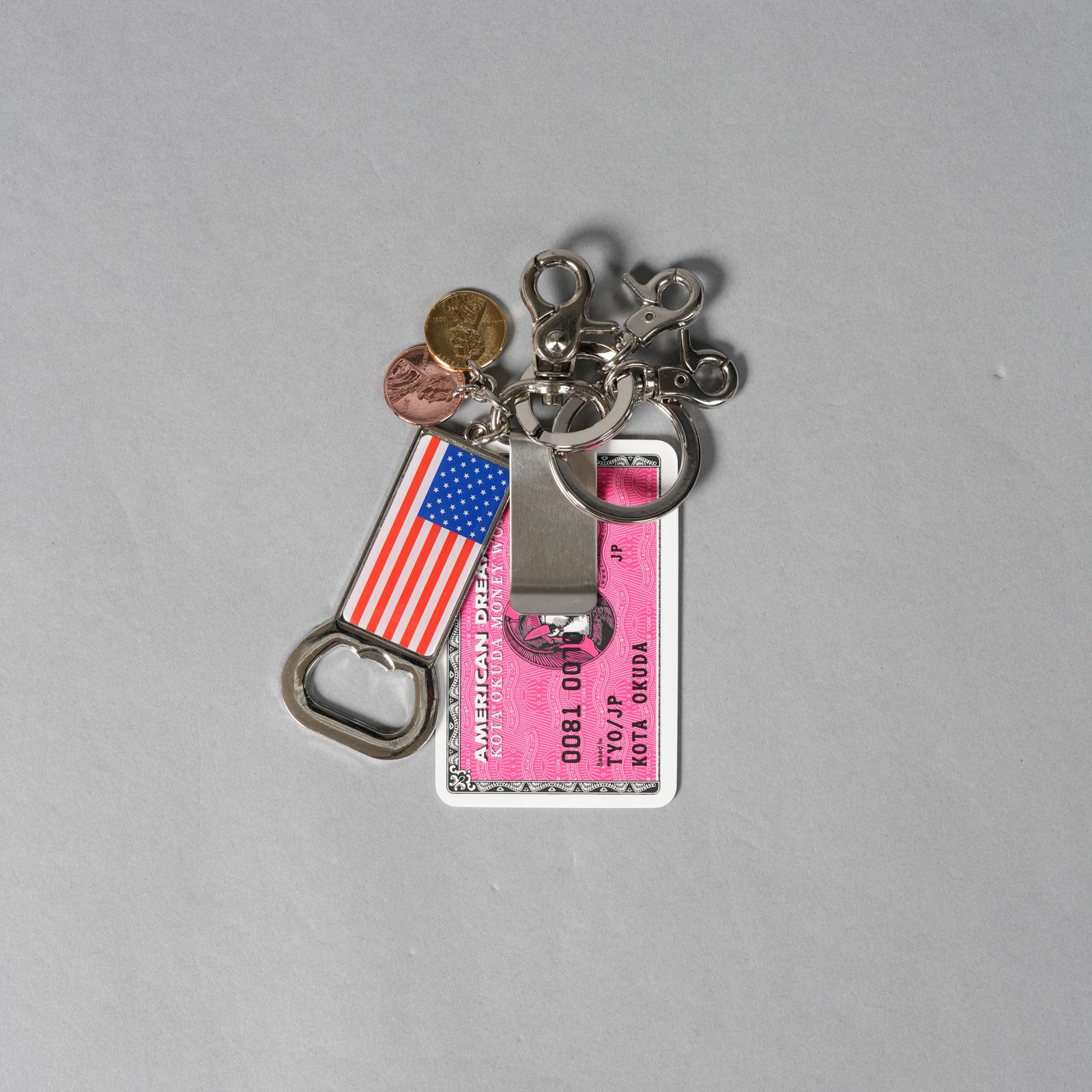 MONEY CLIP KEYRING (STELL) / マネークリップキーリング (シルバー/ピンク)