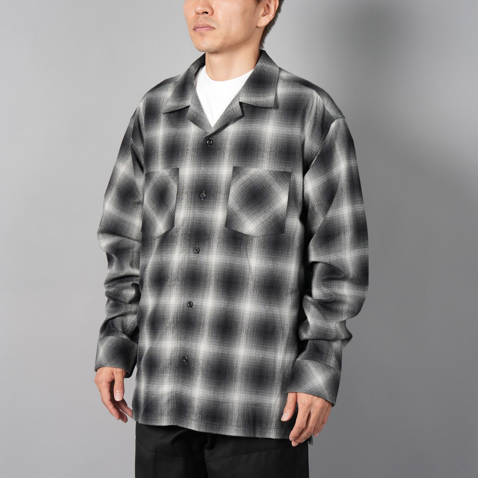 【ラスト1点】Box shirt / ボックスシャツ / ネルシャツ  (ブラック)