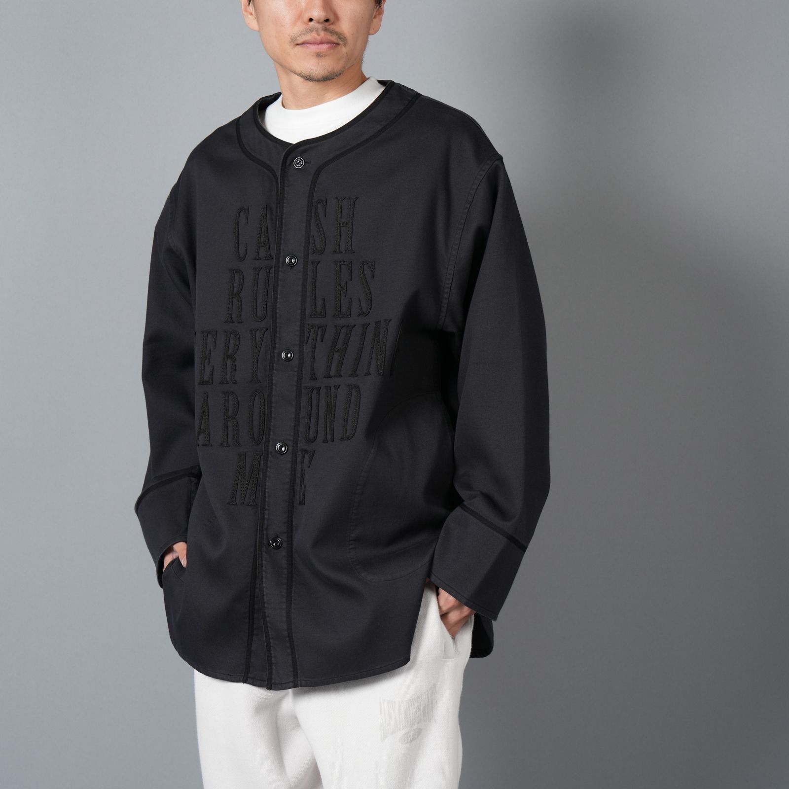 【ラスト1点】BASEBALL SHIRTS "C.R.E.A.M" (L/S) / ベースボールシャツ (ブラック)