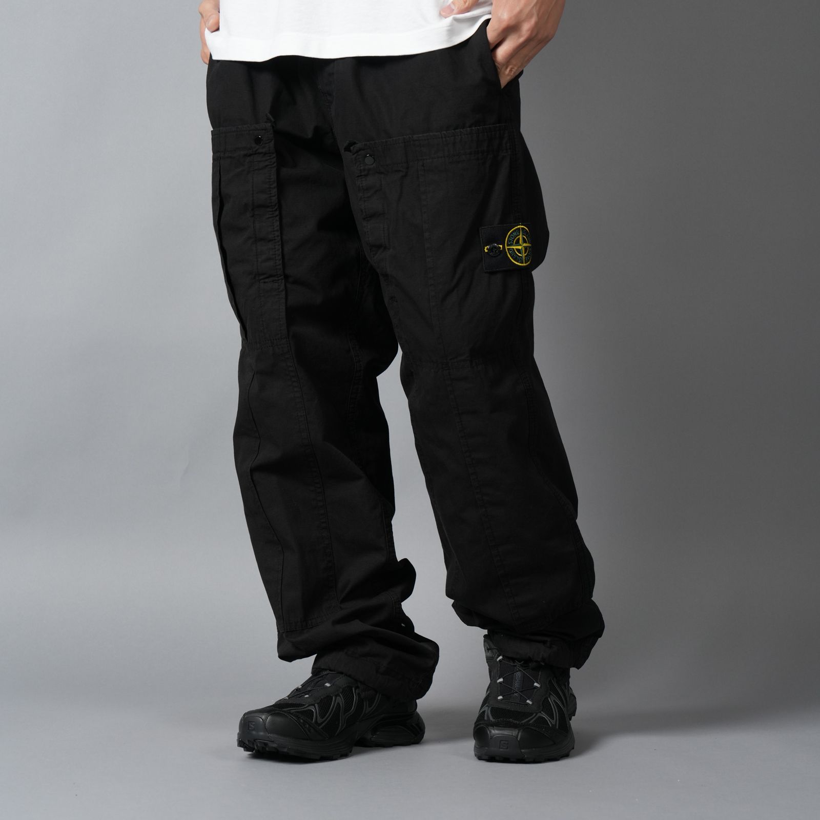 3100007 MERCERISED ORGANIC COTTON RIPSTOP / カーゴパンツ (ブラック)