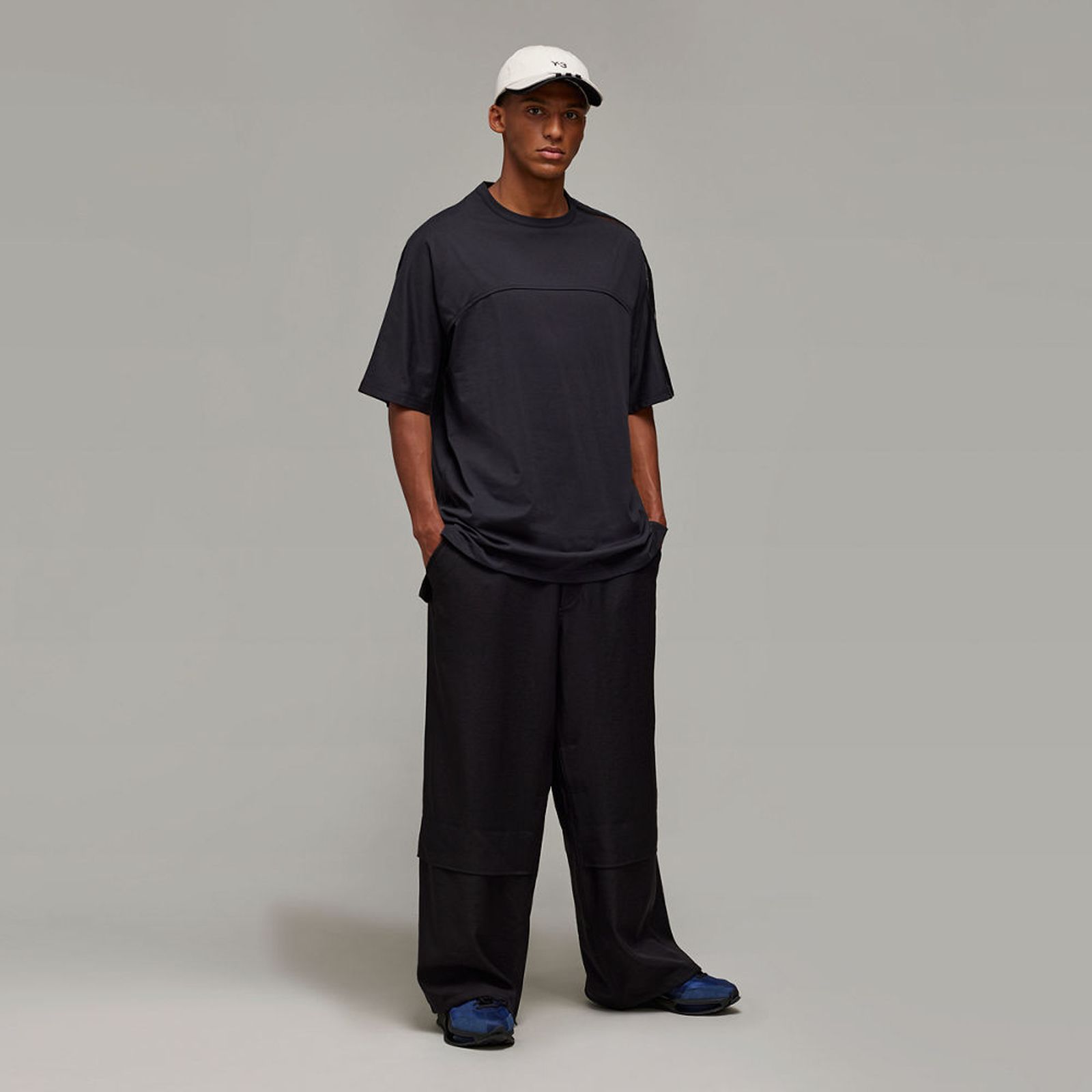 M MESH 3 SS TEE / メンズ メッシュ スリーストライプ ショートスリーブTシャツ (ブラック)