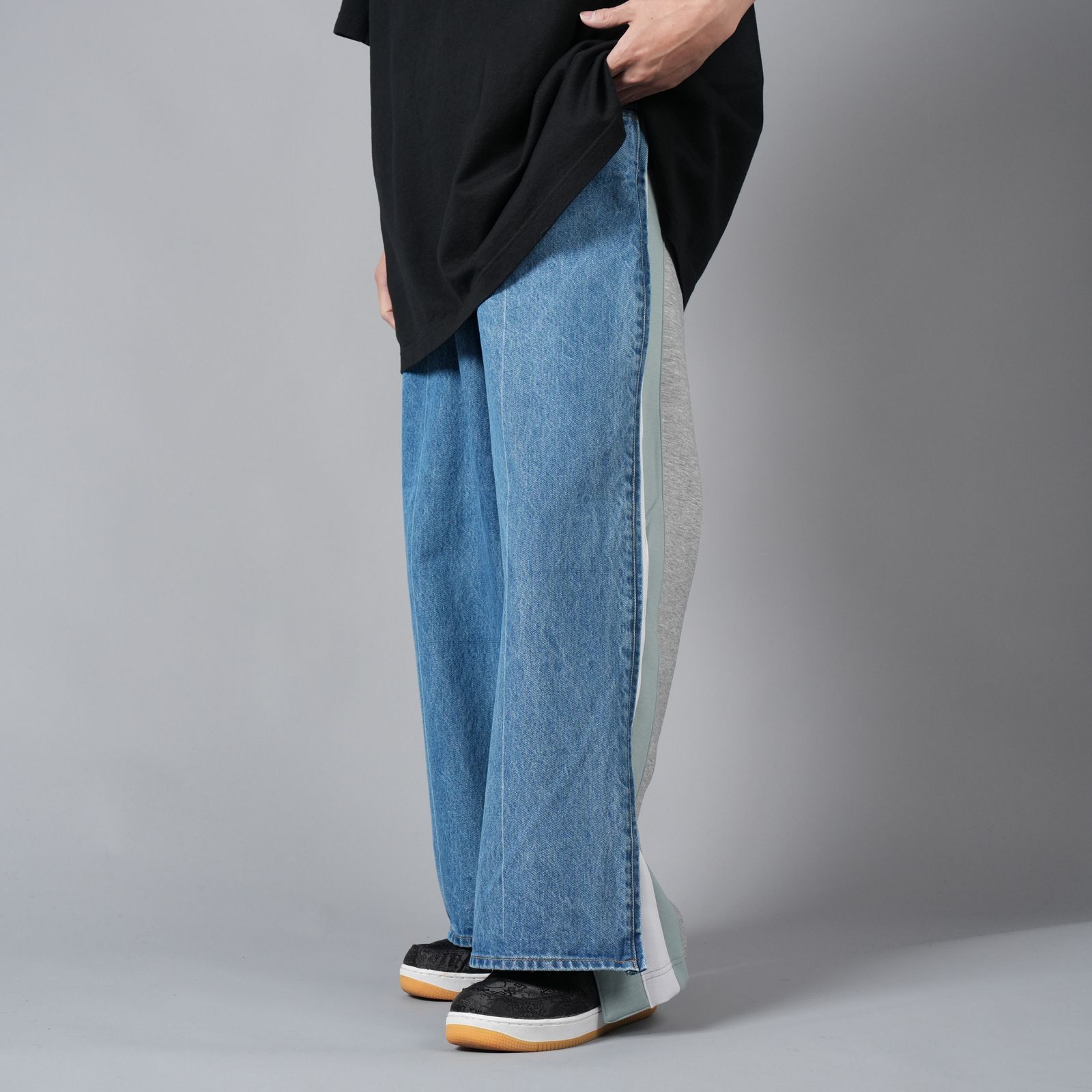【ラスト1点】JERSEY MERGING DENIM PANTS / ジャージー マージング デニムパンツ (インディゴ)