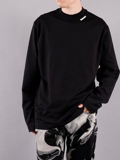 ラスト1点 / LONG SLEEVE SHIRT WITH PRINTED FLAG TAG / ロングスリーブシャツ ウィズ プリンテッド フラッグ タグ ロンT (ブラック)