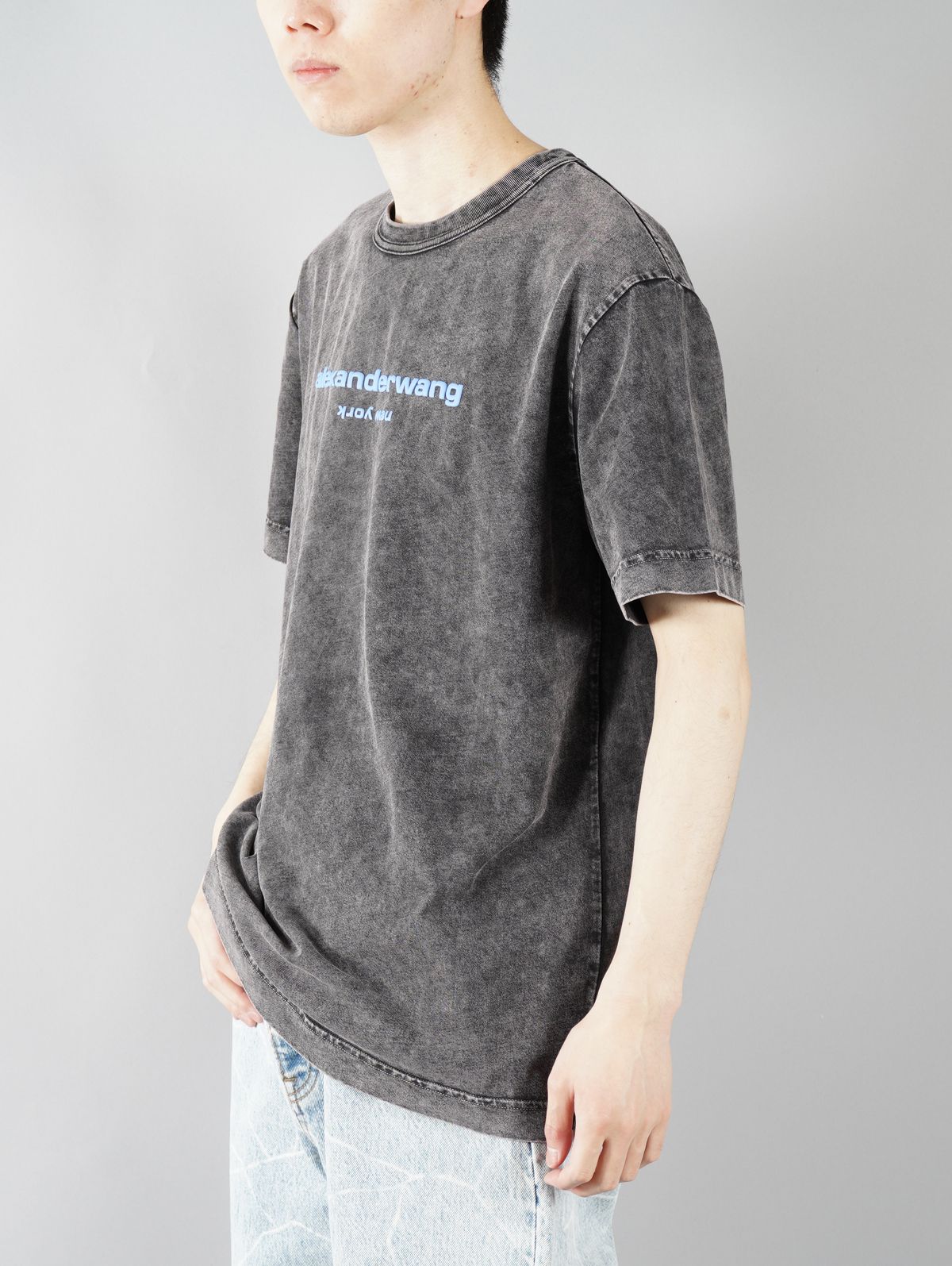 alexander wang - ACID WASHED CLASSIC SPORT SLEEVE TEE W / PUFF