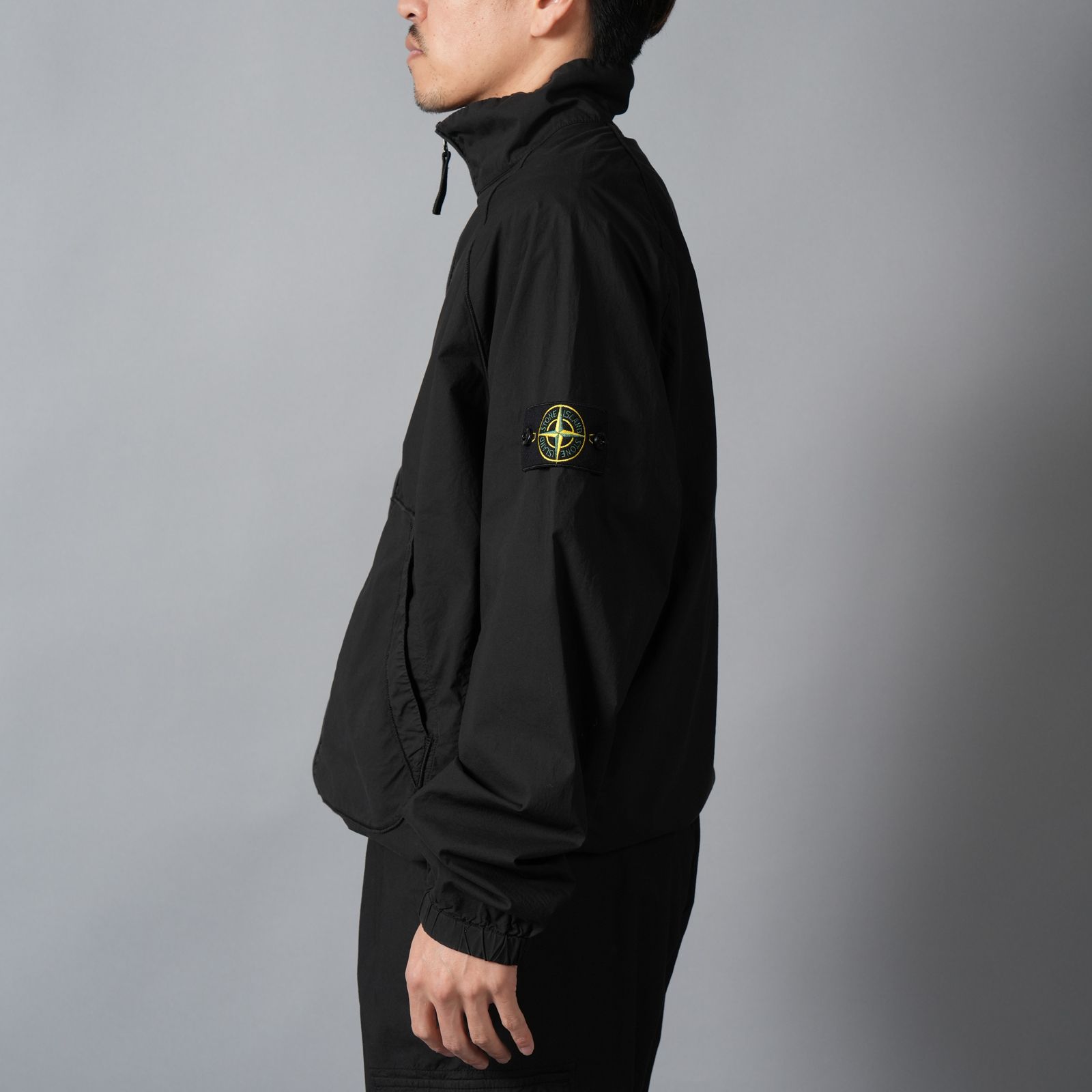 6100044 STRETCH COTTON TELA 'PARACADUTE' / トラックジャケット (ブラック)