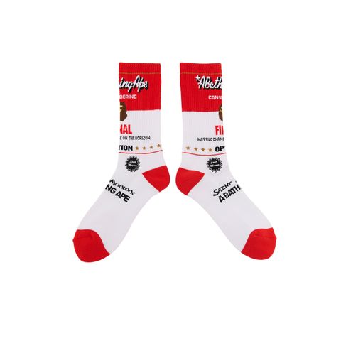 【コラボ】SM-MK1-0000-C40 / BAPE_SOCKS / FAINAL / WHITE+RED / ソックス  (ホワイト/レッド)