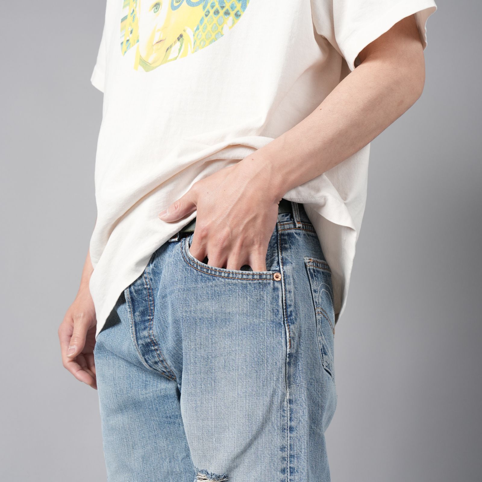 BASICKS - BASICKS x Vintage Levi's Heart Pocket Damage Denim BASICKS - BASICKS x Vintage Levi's Heart Pocket Damage Denim