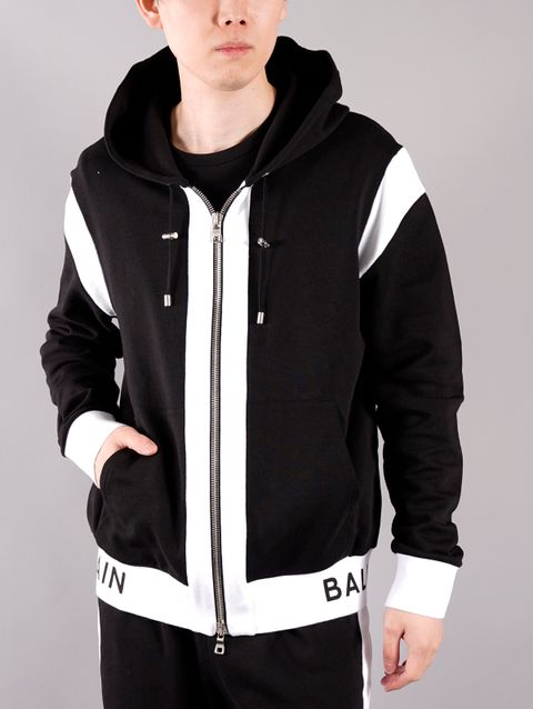 【ラスト1点】BH2-HOODIE-BALMAIN RIBBED / スウェット フーディー (パーカー) / ブラック / メンズ