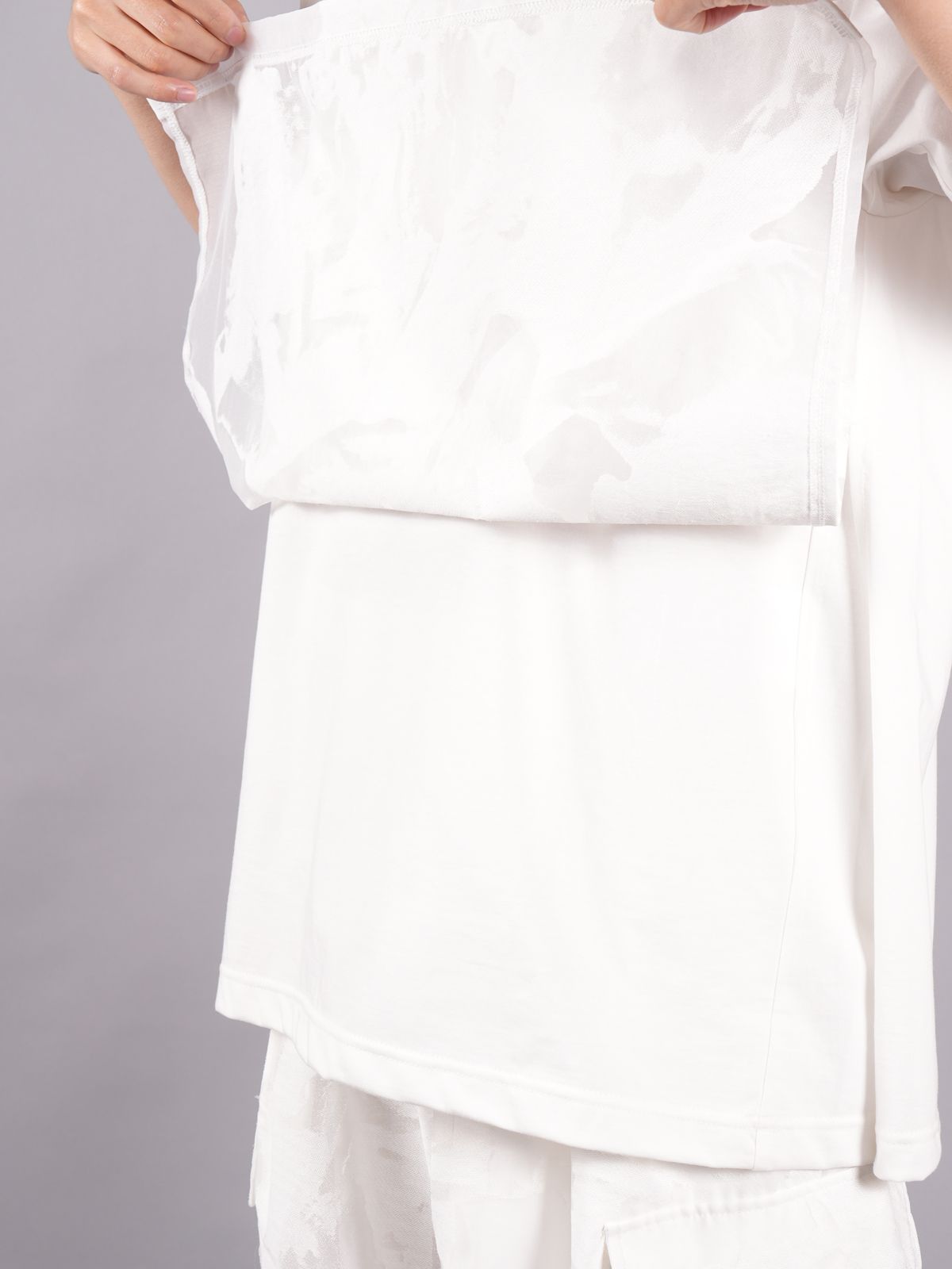 【ラスト1点】 TRANSPARENT FLOWER LAYERED T-SHIRTS / フラワーレイヤードTシャツ (ホワイト)
