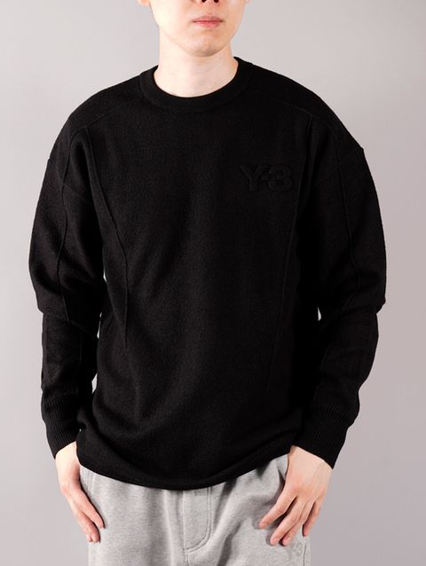 ラスト1点 / M CLASSIC MERINO BLEND KNITTED CREW SWEATER/ メンズ クラシック メリノ ニット クルー セーター (ブラック)