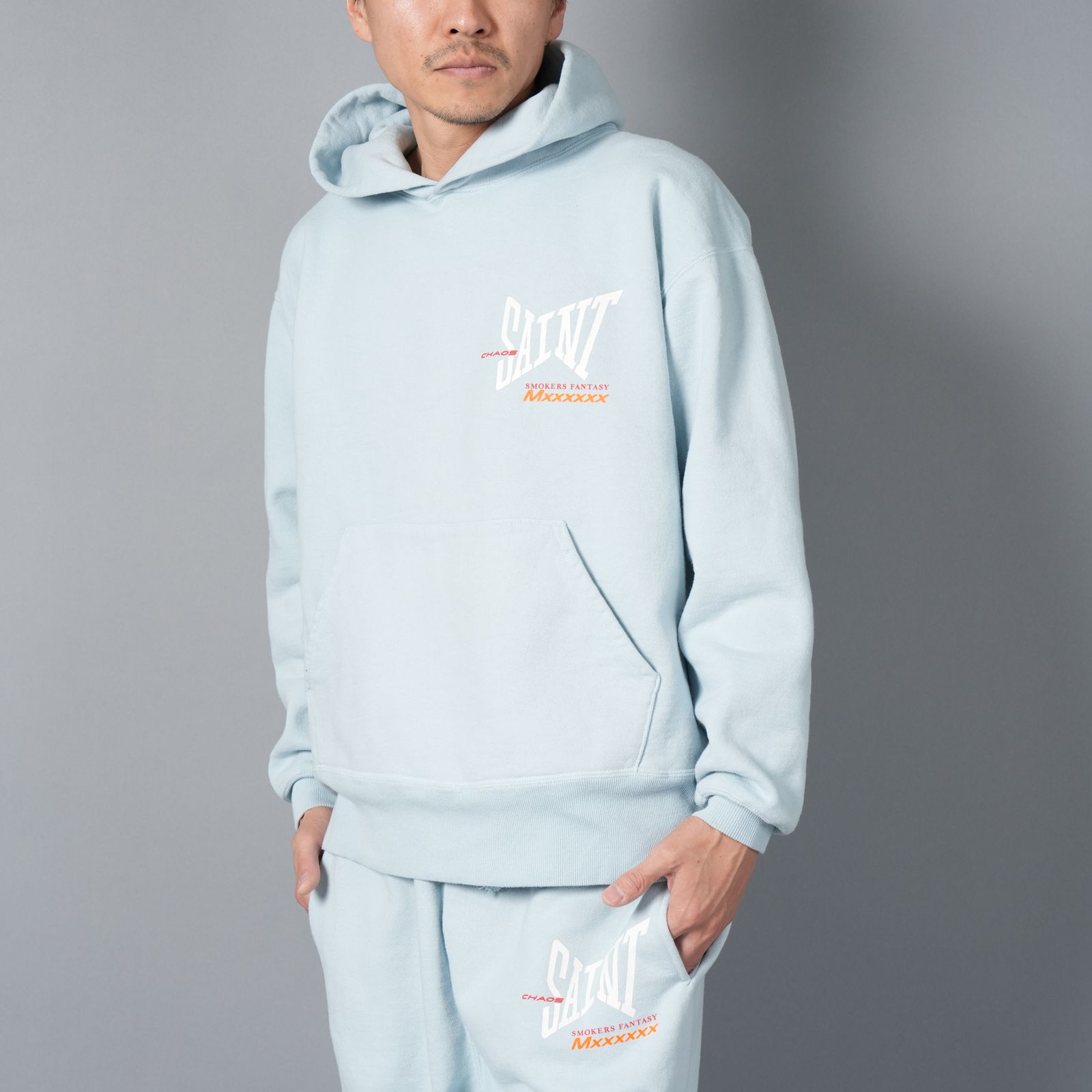 【ラスト1点】SM-HR8-0000-048 / HOODIE / RIBON SAINT / BLUE / プルオーバーフーディー・パーカー (ブルー)