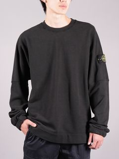 【ラスト1点】 BRUSHED COTTON FLEECE, GARMENT DYED / クルーネックスウェット (コットンフリース : 裏起毛) / ブラック / ガーメントダイ / 定番商品