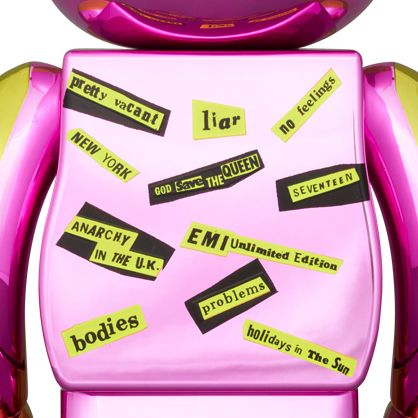 BE@RBRICK Sex Pistols "NEVER MIND THE BOLLOCKS" Chrome Ver. 100％ & 400％ / ベアーブリック 100% & 400%  (イエロー/ピンク)