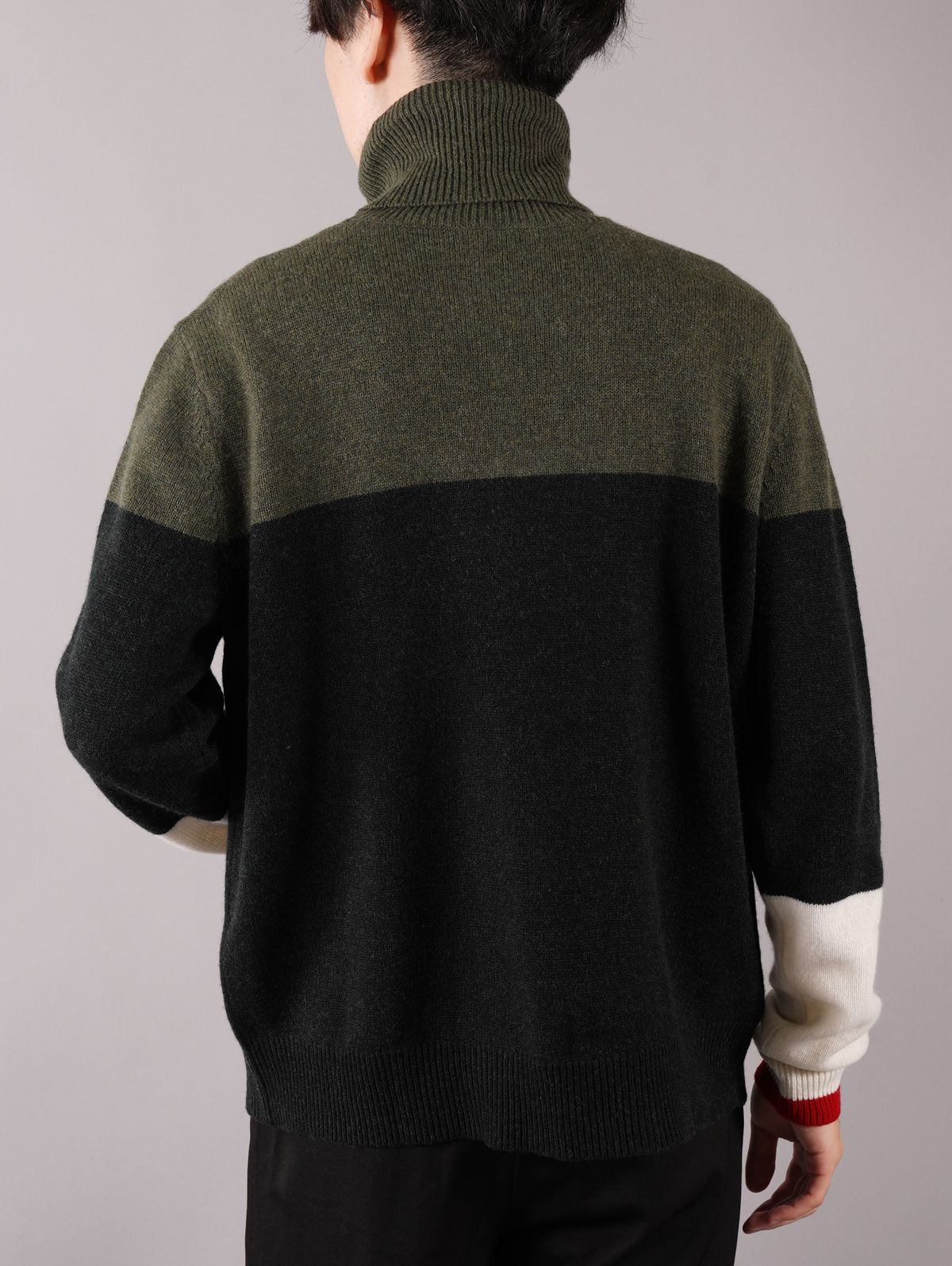 ラスト1点 / COLOURBLOCK KNITTED JUMPER / カラーブロック ニッテッド ジャンパー (カーキ)