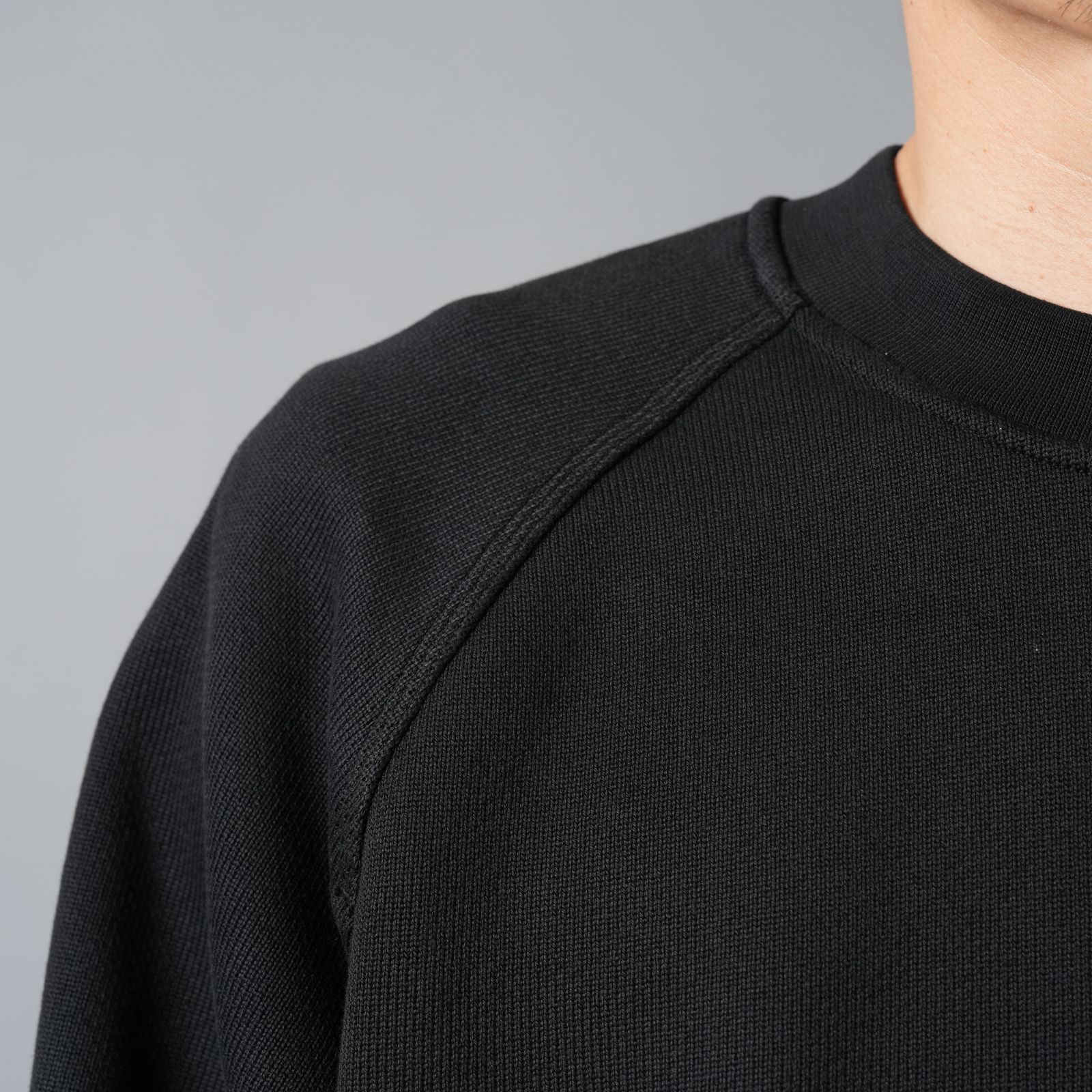 【残りわずか】6100028 / HEAVY ORGANIC COTTON FLEECE_S.I. GHOST / クルーネックスウェット・トレーナー (ブラック)