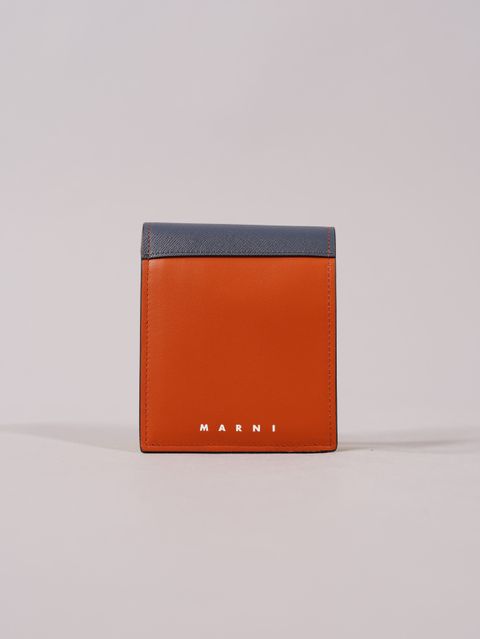 【ラスト1点】サフィアーノカーフレザー 2つ折りウォレット / 財布 / オレンジ・ブルー・イエロー / TRUNK COLLECTION / メンズ / プレゼント