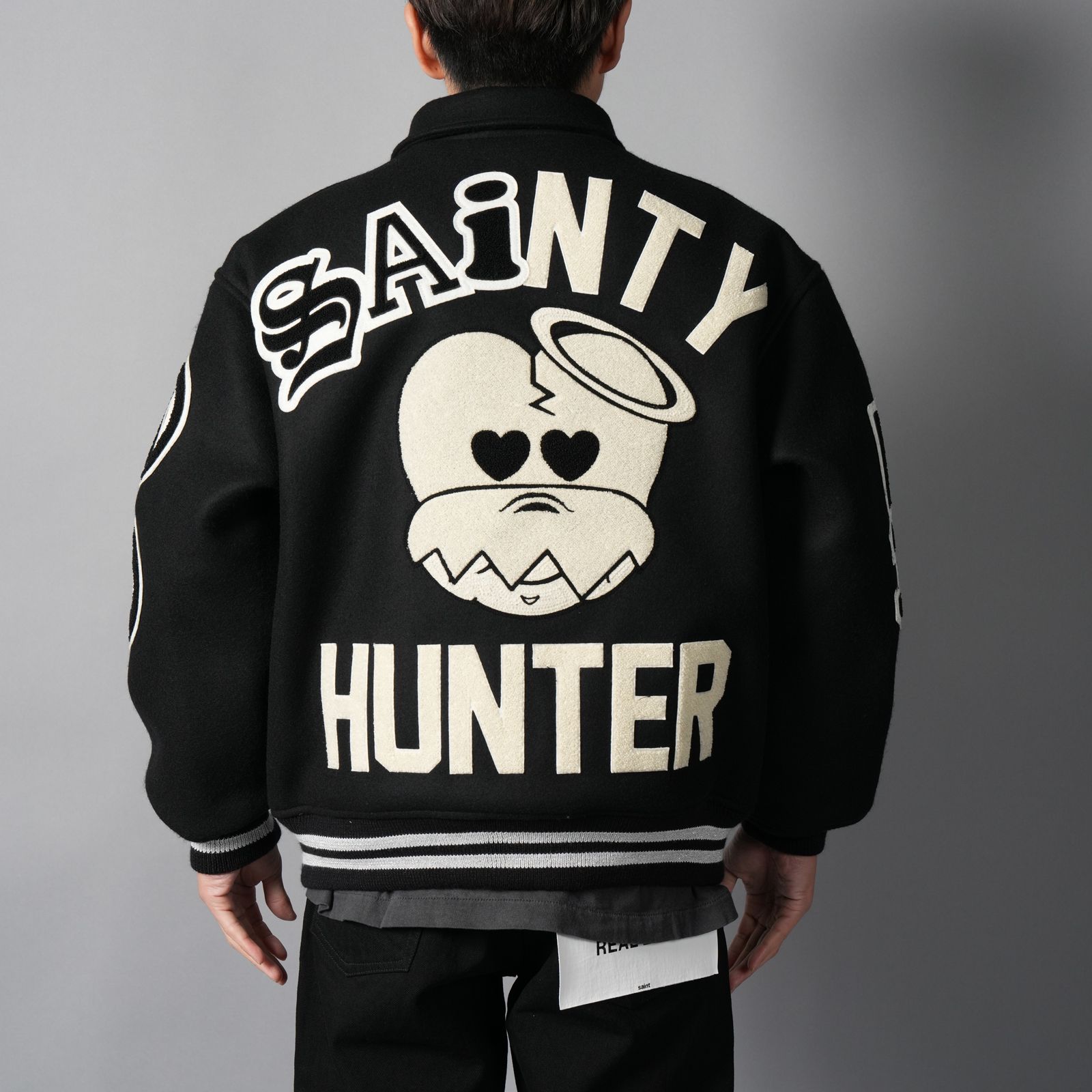 【残りわずか】【コラボ】SM-MK8-0000-C34 / BH_VARSITY JKT / SNT HUNTER / BLK / スタジャン (ブラック)