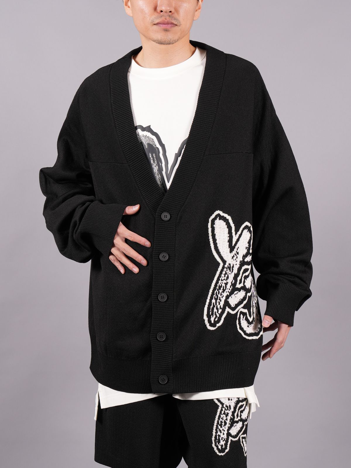 Y-3 - LOGO KNIT CARDIGAN / ロゴ ニット カーディガン (ブラック 