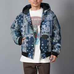 MH027 / Quilted Hoodie Jacket / キルテッド フーディージャケット (ブルー)