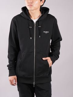 【ラスト1点】BALMAIN FLOCK HOODIE / フロック フーディー (スウェット パーカー) / ブラック / 定番商品 / メンズ