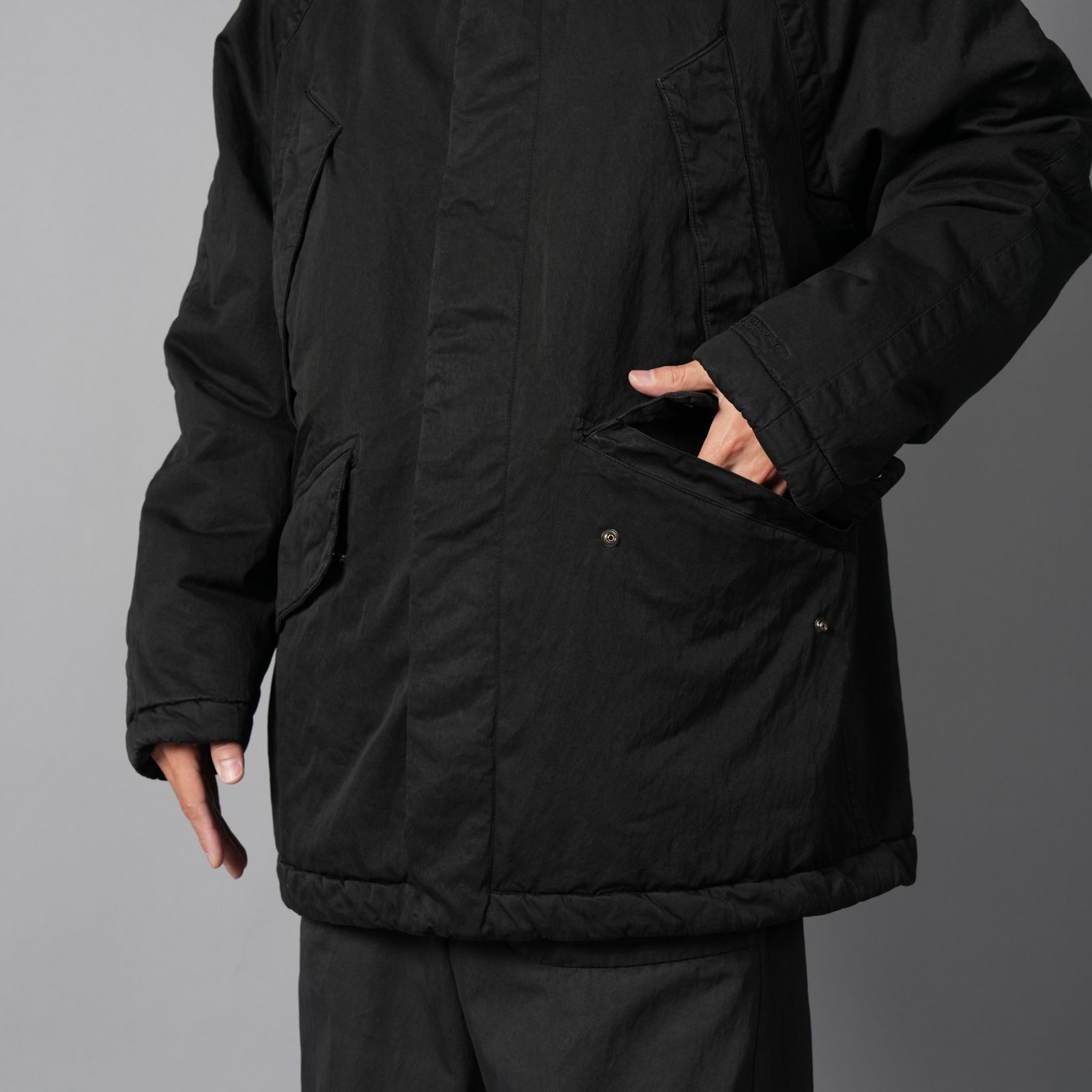 OUTERWEAR MEDIUM JACKET IN GABARDINE CO/NY / ミディアムジャケット (ブラック)