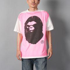 【残りわずか】【コラボ】SM-HR1-0000-C33 / BAPE_SS TEE / HANDPRINT / Tシャツ (ホワイト/ピンク)