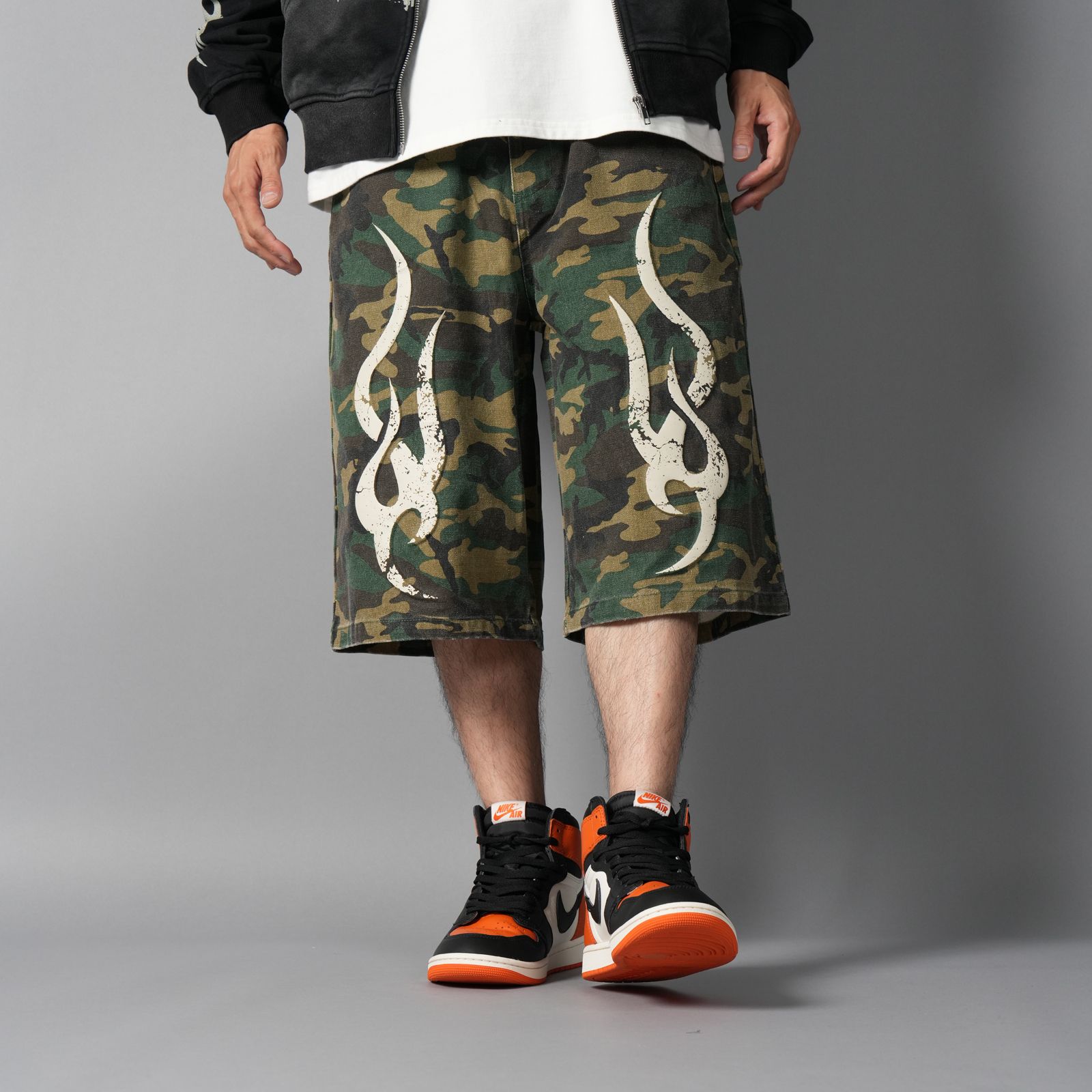 【ラスト1点】 3D Tribal Denim Five-pocket Shorts / スリーディトライバル デニム ファイブポケット ショーツ (ウッドランドカモ)
