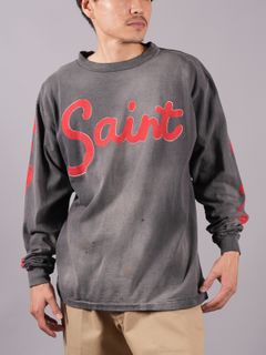 SM-A23-0000-009 / LS TEE / FOOT PRINT / ロンT / カットソー  (ブラック)