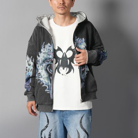Reversible Pharma/Crank Zip Hooded Sweatshirt / リバーシブル ファーマ／クランク ジップ フーデッド スウェットシャツ (ヴィンテージブラック/ホワイト)