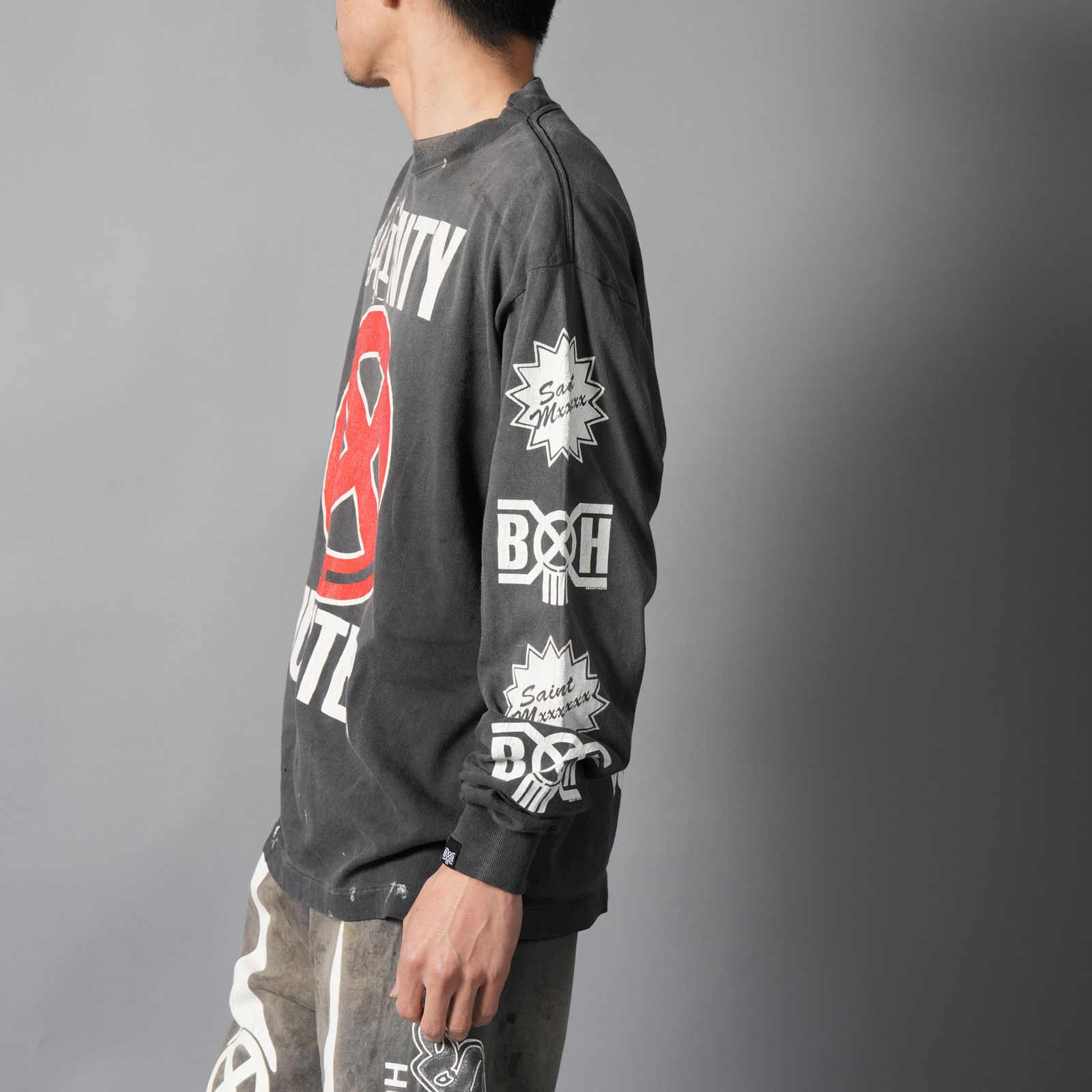 【ラスト1点】【コラボ】SM-MK8-0000-C31 / BH_LS T-SHIRT / SAINTY HUNTER / ロンT・カットソー(ブラック)