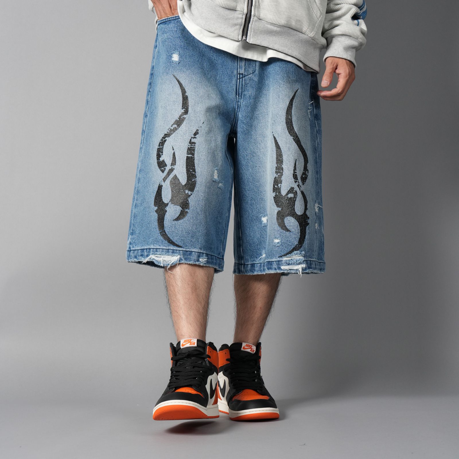 【残りわずか】 Tribal Denim Five-pocket Shorts / トライバル デニム ファイブポケット ショーツ (ヴィンテージブルー)