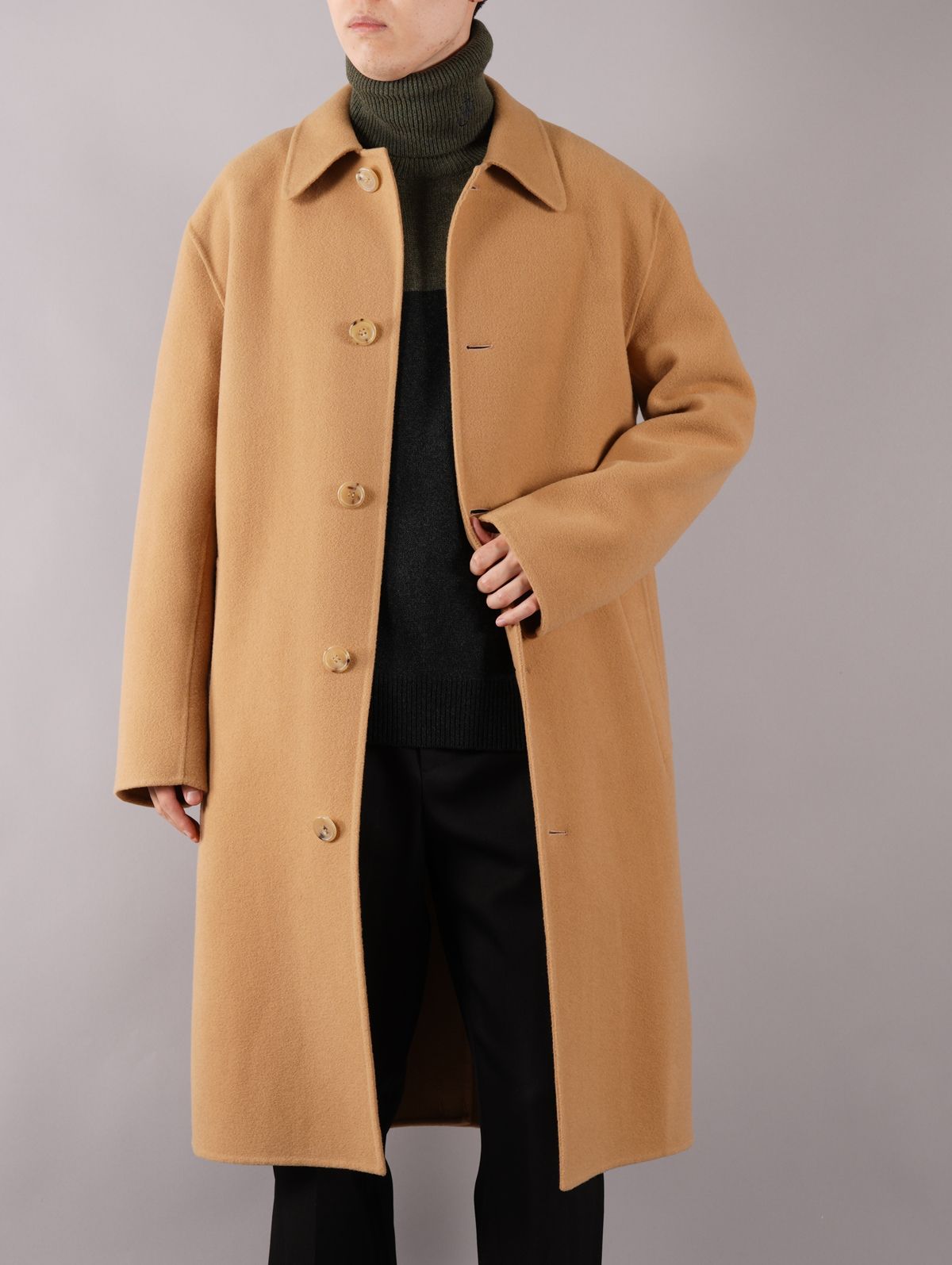 柄デザイン無地OVERCOAT  ショールカラーコート サイズ1