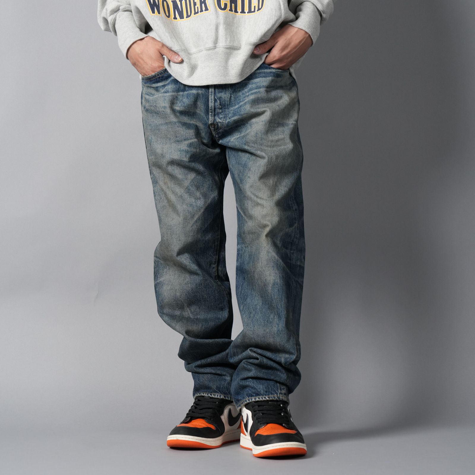 【ラスト1点】【コラボ】SM-HR1-0000-C60 / BB_DENIM PNT / 5PKTS DAMAGE / デニムパンツ (ブルー)