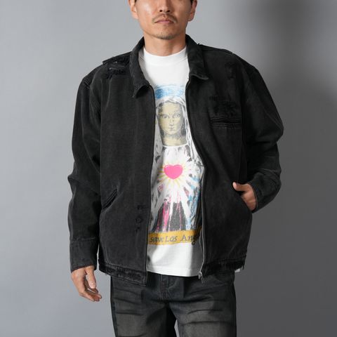 HENCH, distressed work jacket / ワークジャケット (ブラック)