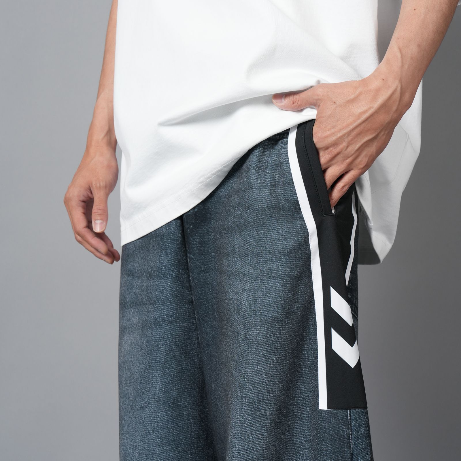 TRANS DENIM SWEAT TROUSER / トランス デニム スウェット トラウザー (ブラック)