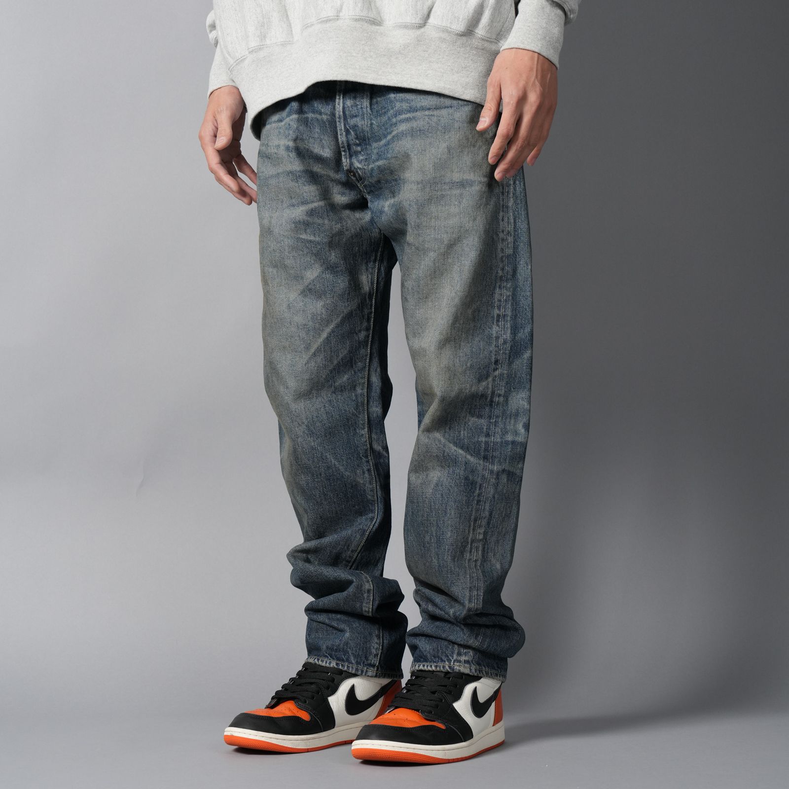 【ラスト1点】【コラボ】SM-HR1-0000-C60 / BB_DENIM PNT / 5PKTS DAMAGE / デニムパンツ (ブルー)