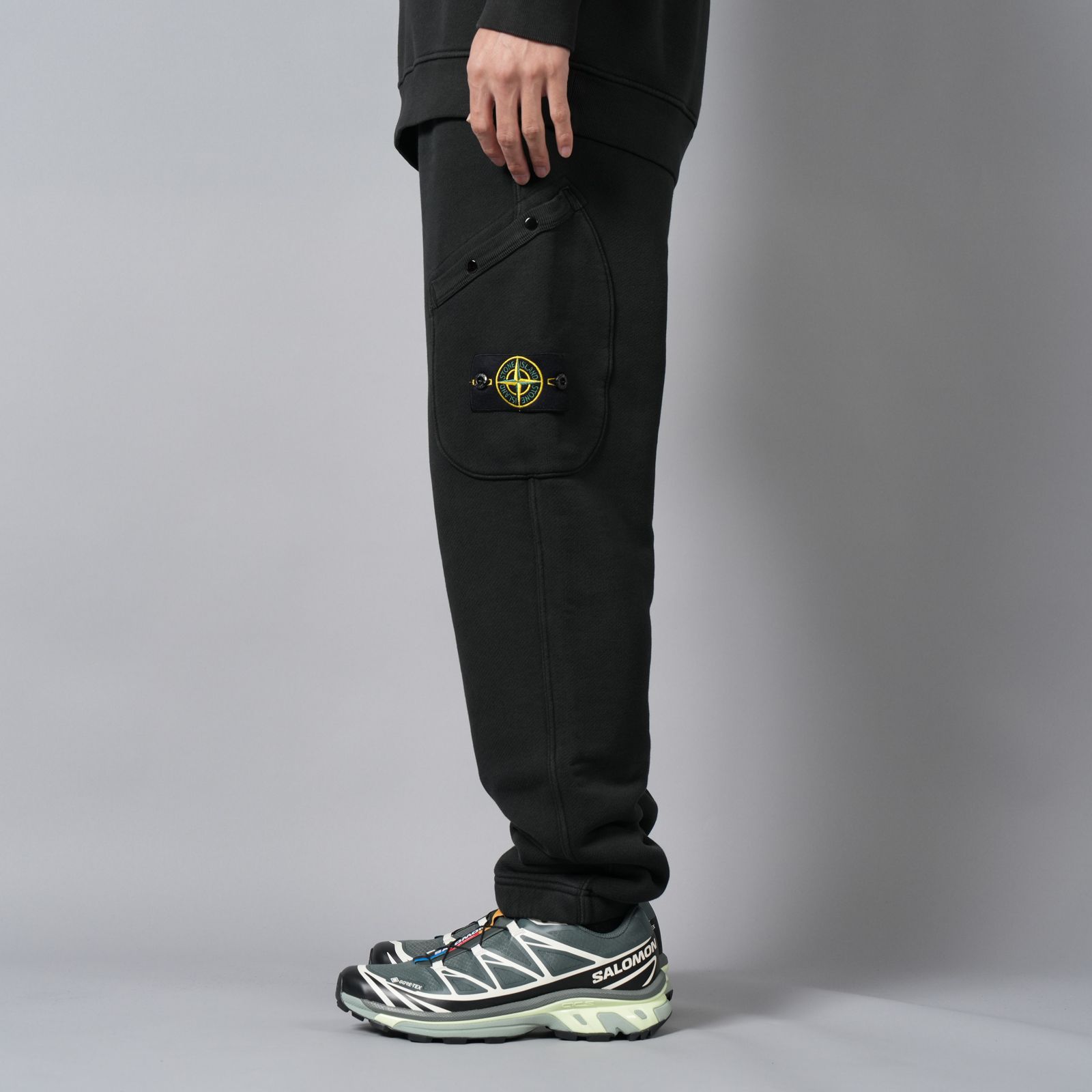 【ラスト1点】61141 / ORGANIC COTTON DIAGONAL FLEECE 'OLD' EFFECT / スウェットパンツ [ガーメントダイ] (ブラック)