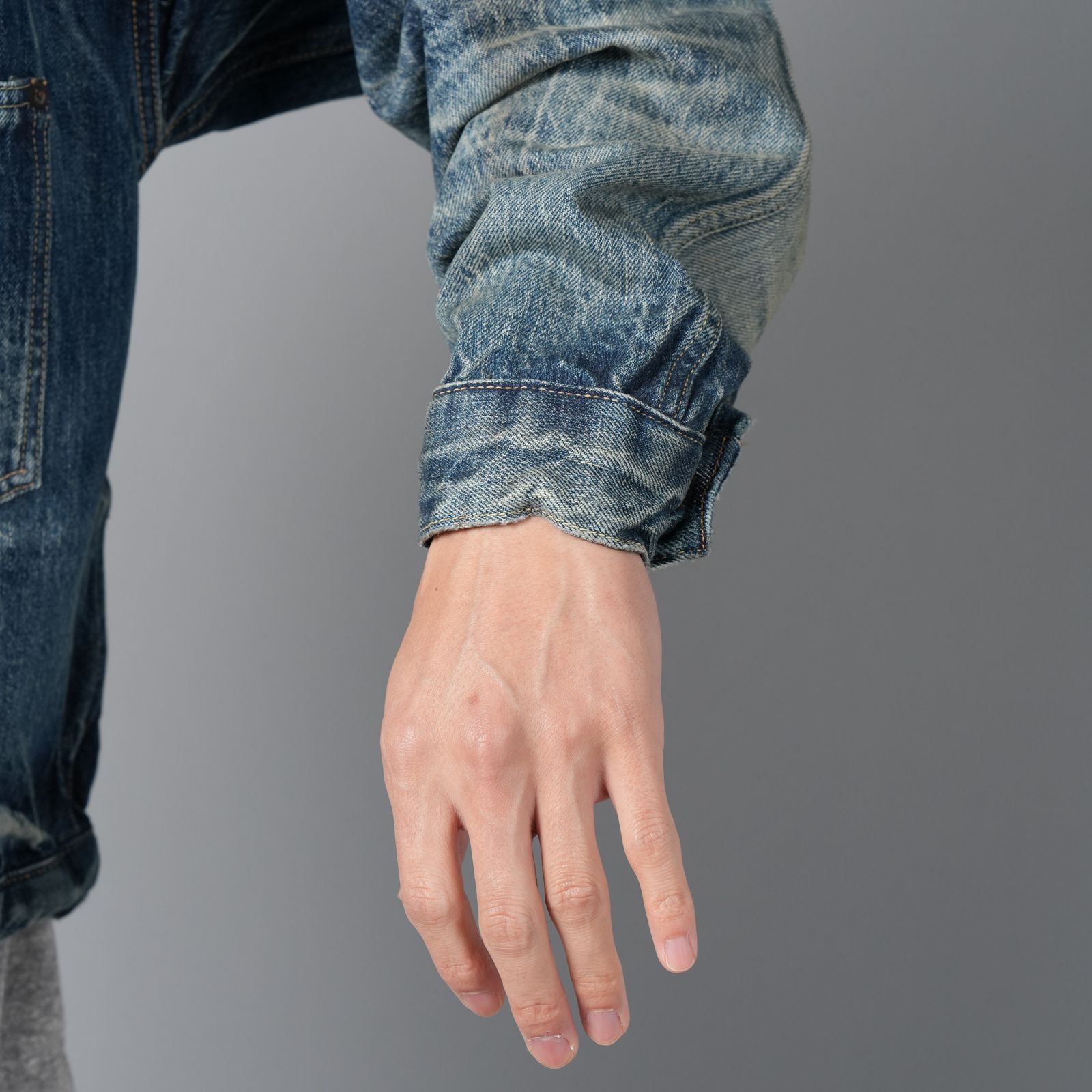 【ラスト1点】【コラボ】SM-HR8-0000-C39 / BJ_DENIM JACKET / DAMAGE / BLUE / デニムジャケット (ブルー)
