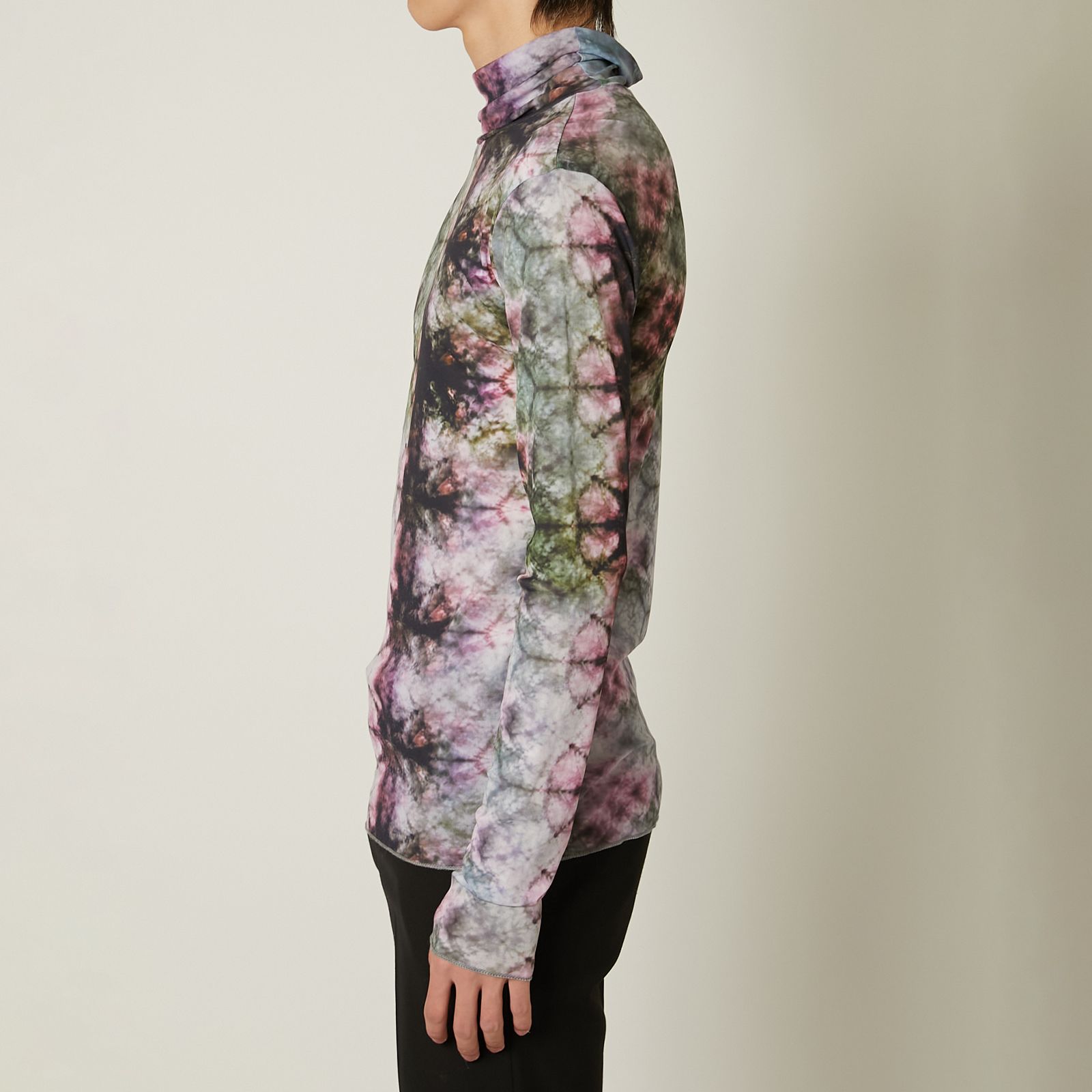 【ラスト1点】TIE DYE TULLE T / HIGH NECK T-SHIRT / タイダイ チュールT ハイネックTシャツ (ピンク)