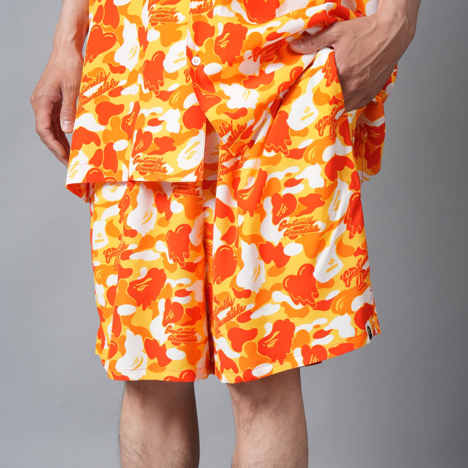 【コラボ】EU-MK8-0000-C04 / EU APE ALOHA SHORTS / ORANGE / ショーツ (オレンジ)
