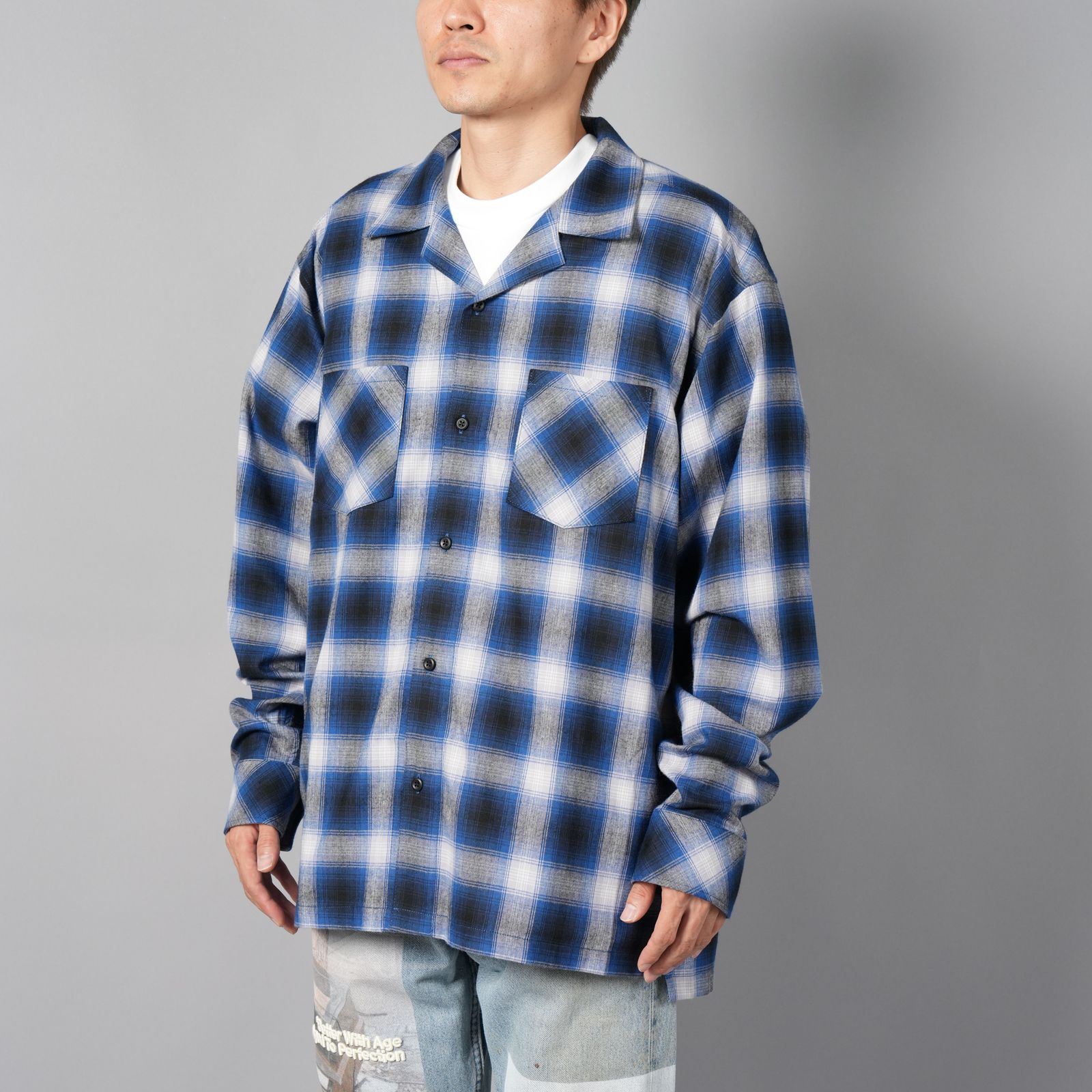 【残りわずか】Box shirt / ボックスシャツ / ネルシャツ  (ブルー)