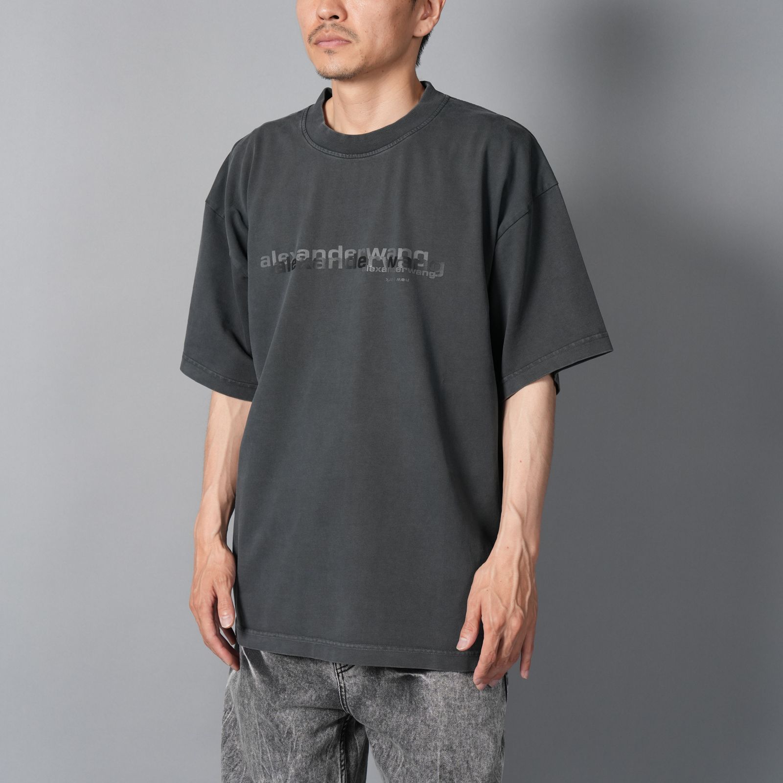 alexander wang - SHORT SLEEVE T-SHIRT / ブラック コットン