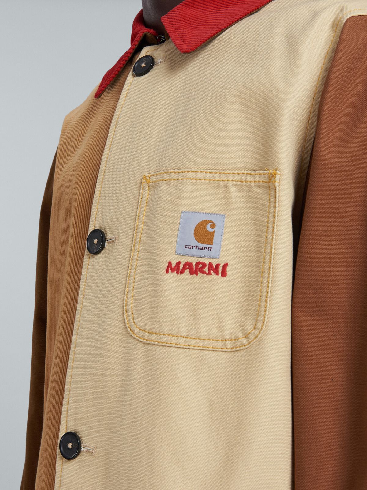 MARNI - MARNI X CARHARTT WIP - BROWN COLOUR-BLOCK COAT