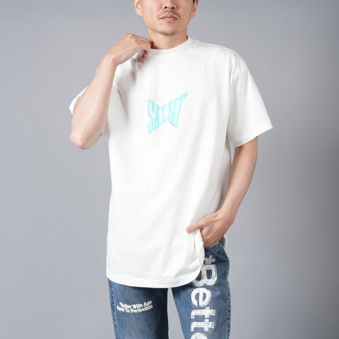 【ラスト1点】SM-YS8-0000-012 / RIBON SAINT / WH+BU / Tシャツ (ホワイト/ブルー)